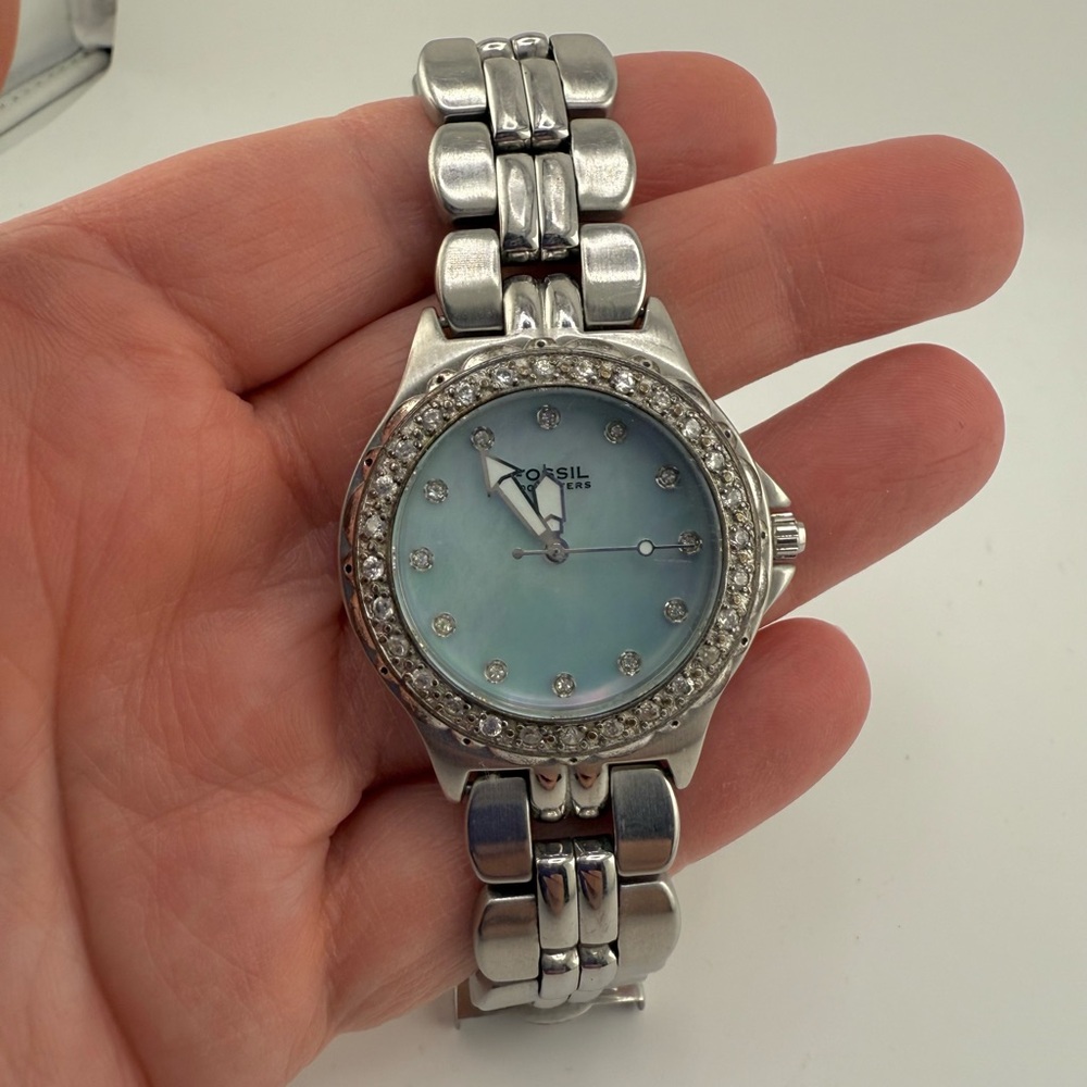 Fossil Rhinestone stainless steal watch. AM3480